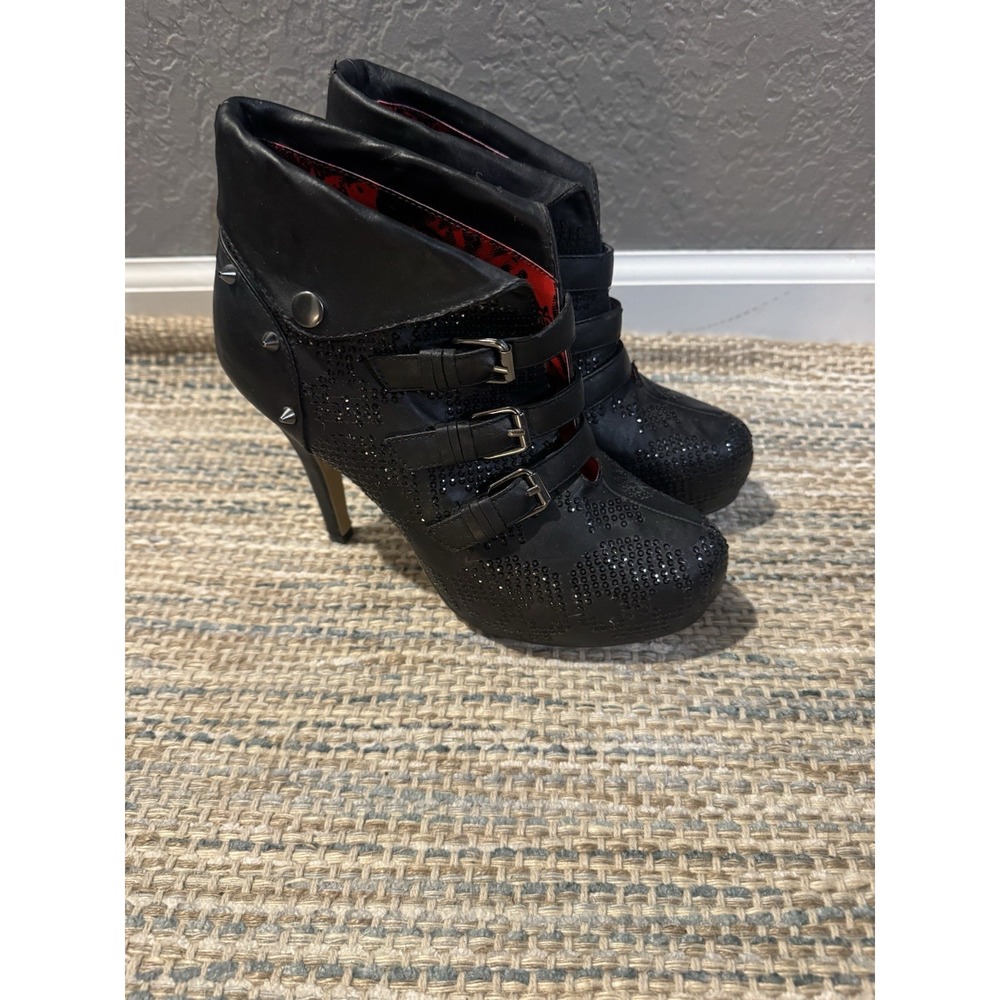 Iron Fist New Rider Platform Booties Rhinestones Size 8
